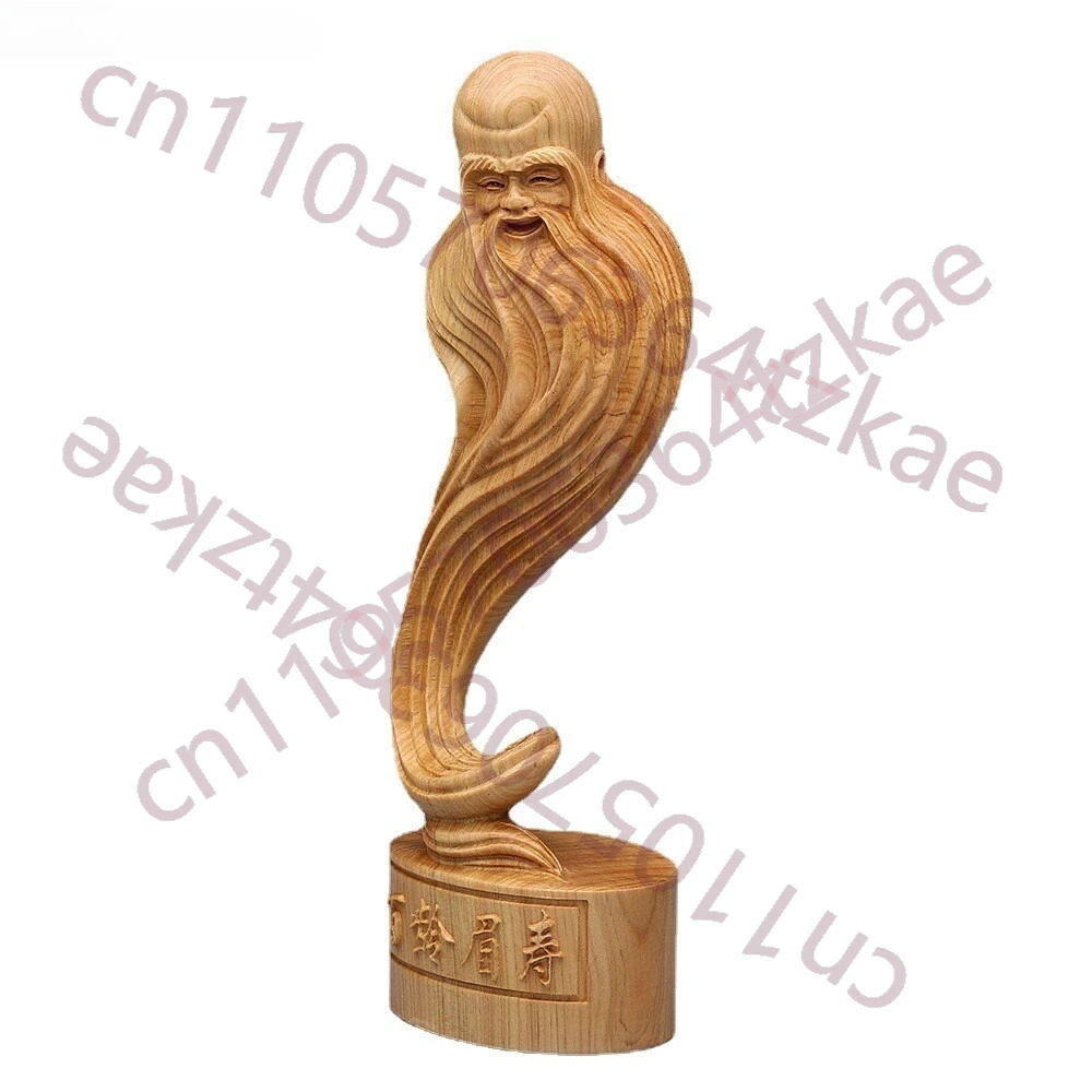 

Solid Wood Carving Shou Xing Gong Figure Statue Hand-carved Longevity Fairy