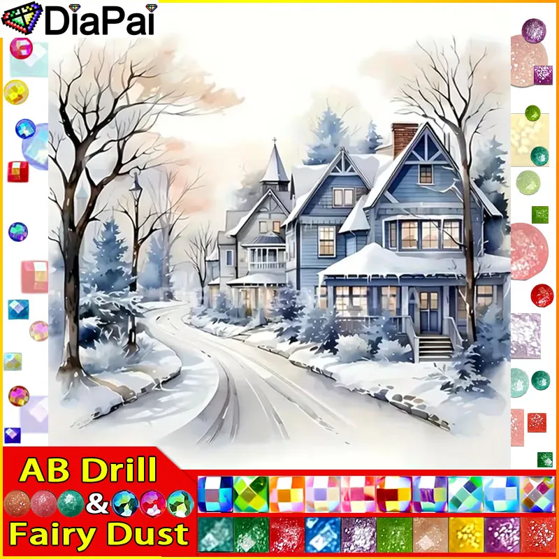

DiaPai Fairy Dust AB Алмазная картина Полная квадратная/круглая дрель 5D DIY «Домное дерево» Алмазная вышивка Декор со стразами