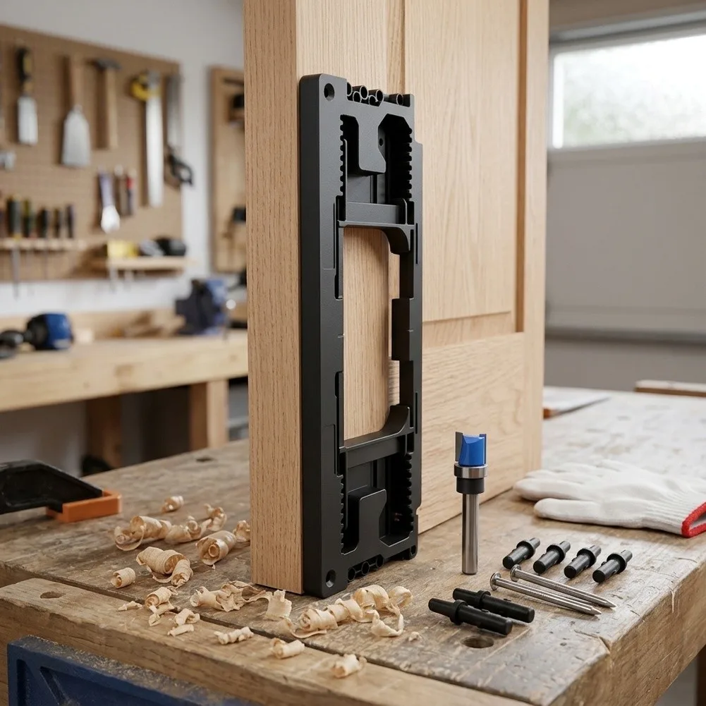 Hinge Door Lock Locator Drilling Guide Kit With Gloves Accurate Positioning For Woodworking Tools Easy Installation