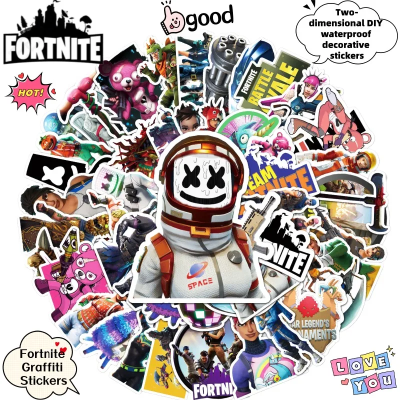 

Креативные граффити-наклейки Fortnite: водонепроницаемые декоративные стикеры для самостоятельного оформления, оптом, по мотивам игры, для фанатов.