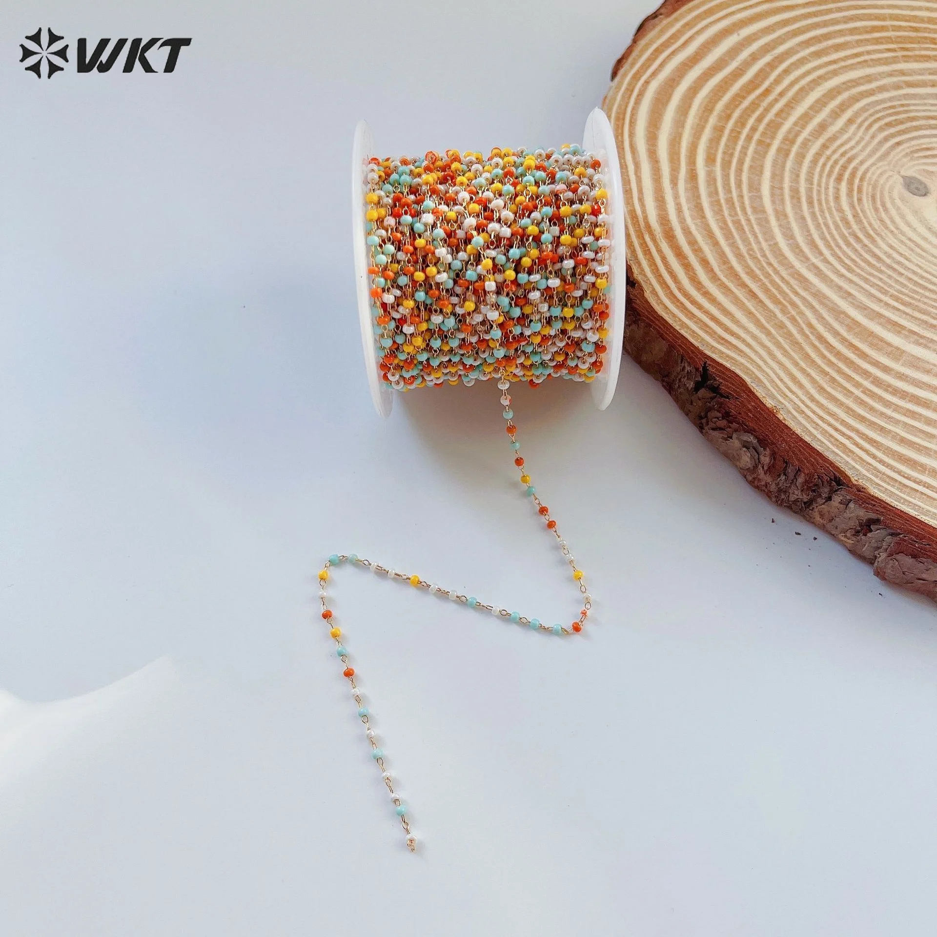 WT-RBC231 New Arrival Colorful Millet Beads Rosary Chain DIY Bracelet Or Necklace Crafts Accessories Sell By Meters