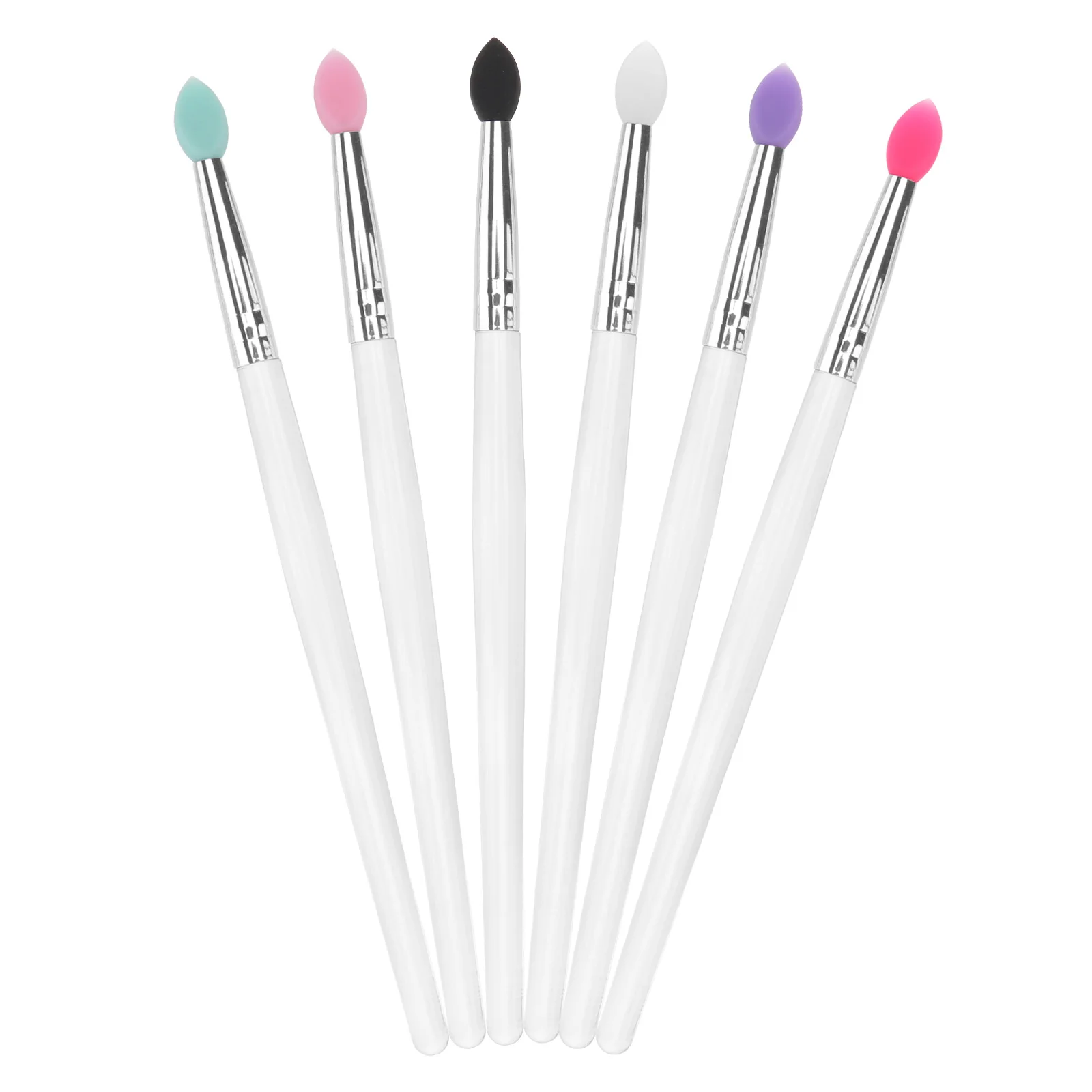 

6pcs Eye Shadow Brush Makeup Silicone Blending Big Sequins Professional Home Travel Work Pocket Size Precise