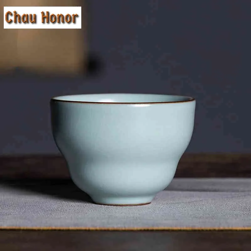 

100ml Longquan Celadon Gourd Teacup Handmade Ru Kiln Porcelain Master Cup Single Soaking Tea Bowl Chazhan Kung Fu Teaset Gift