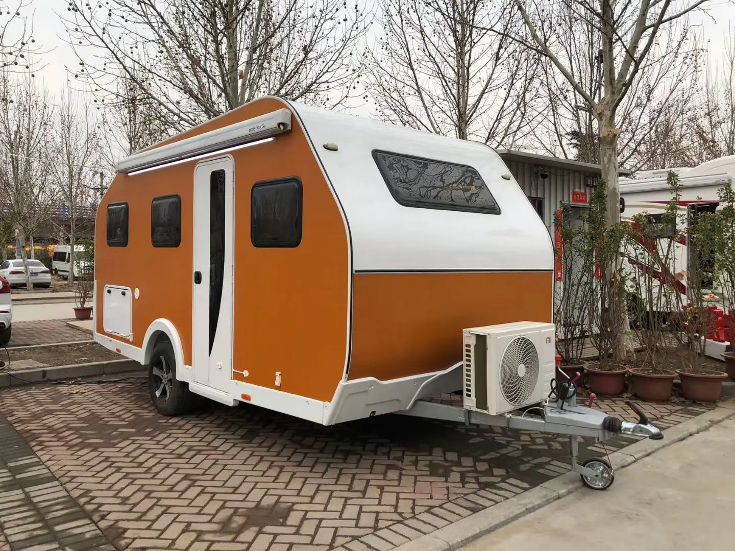 Factory Made 2 Person Sleeping Mini Camper Trailer Caravan with Bathroom Dual Axles Easy Moving for Outdoor Off-Road Use