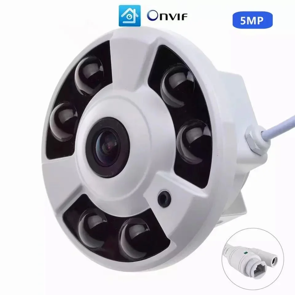 H.265 IP Camera Audio Microphone 1.7MM Fisheye Ultra Wide Angle Lens 8MP 4MP Support ONVIF Surveillance NVR Indoor DC12V/POE 48V