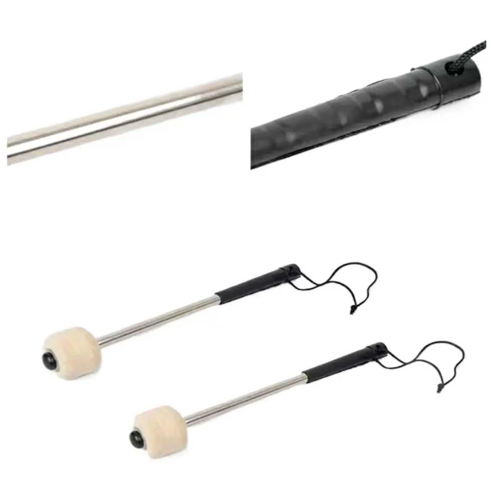 Professional Marching Bass Drum Stick Mallet with Hanging Rope Percussion Part Timpani Metal Drum Sticks Stainless Steel