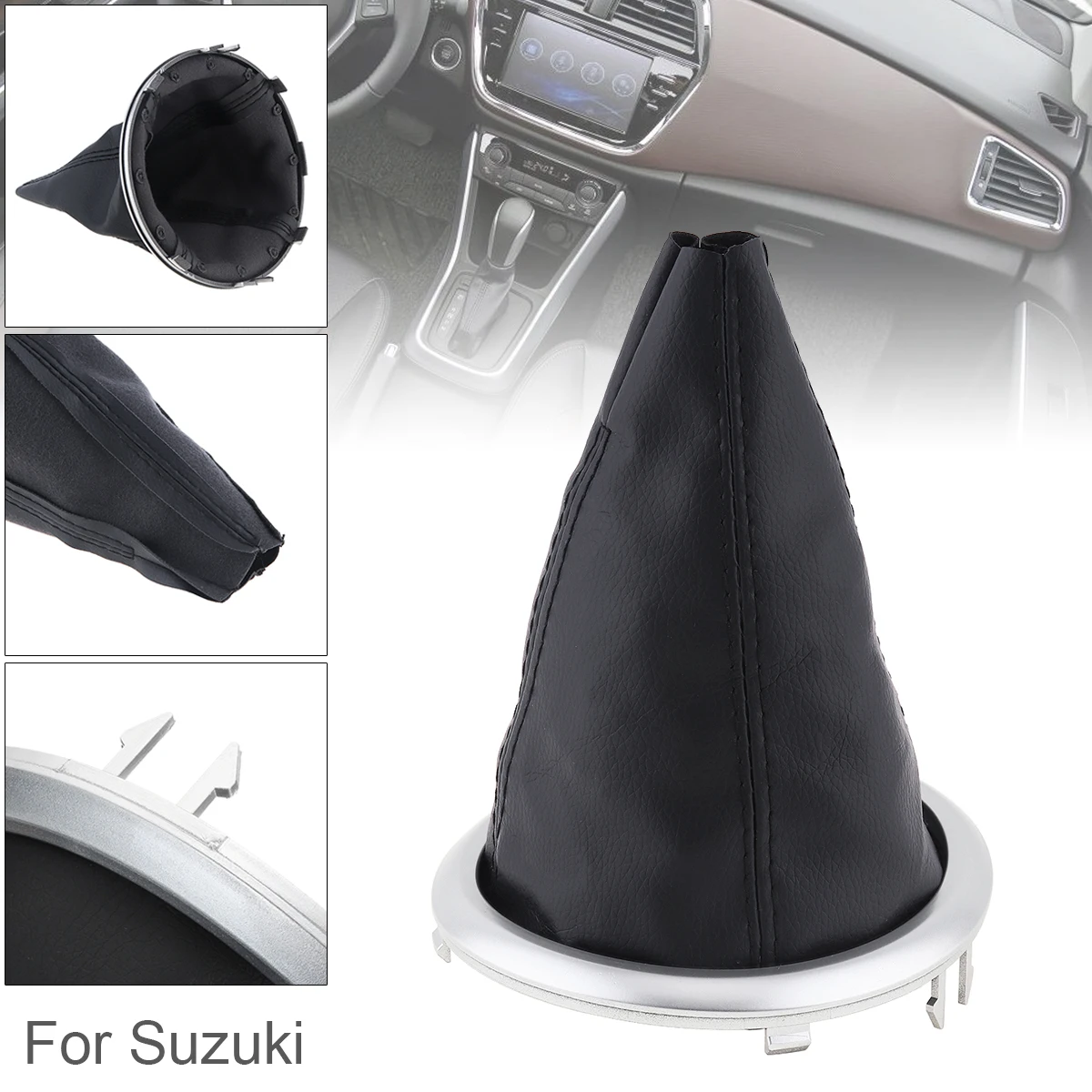 

25mm PU Leather + ABS Car Manual Gear Stick Shift Collars Lever Knob Gaiter Dust Cover for Suzuki Swifts 2005-2010