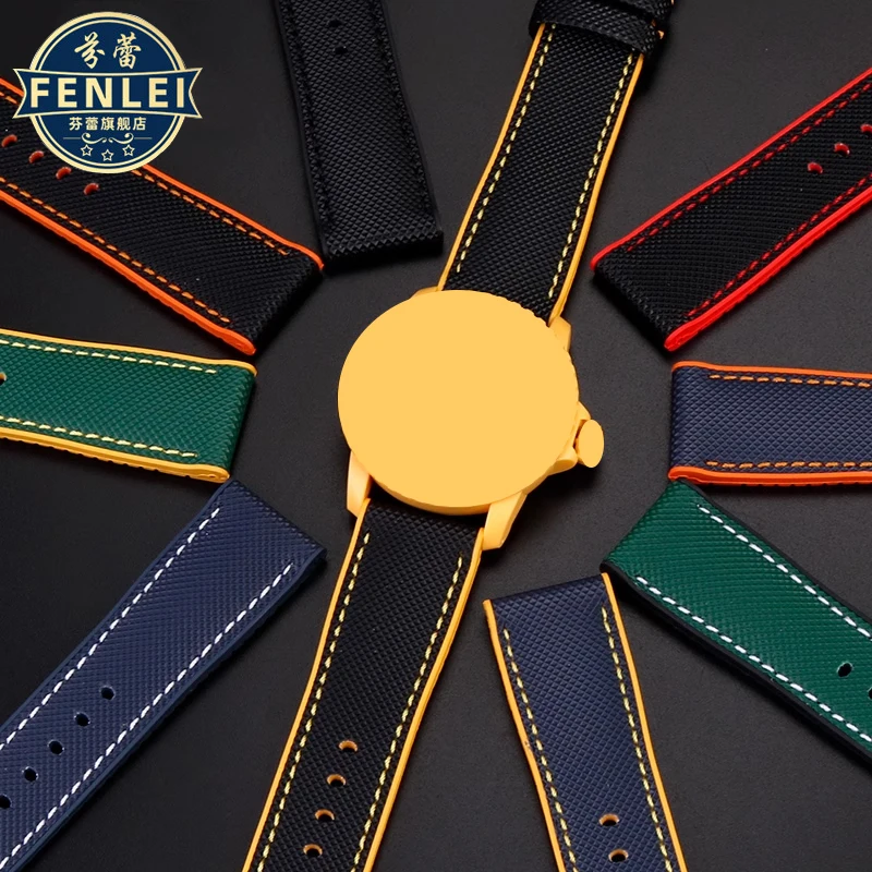 Banda de reloj de fibra de carbono para hombres, correa de reloj de nailon con patrón de Five Ocean, 22mm, marca Arctic Ocean, 50 brazas