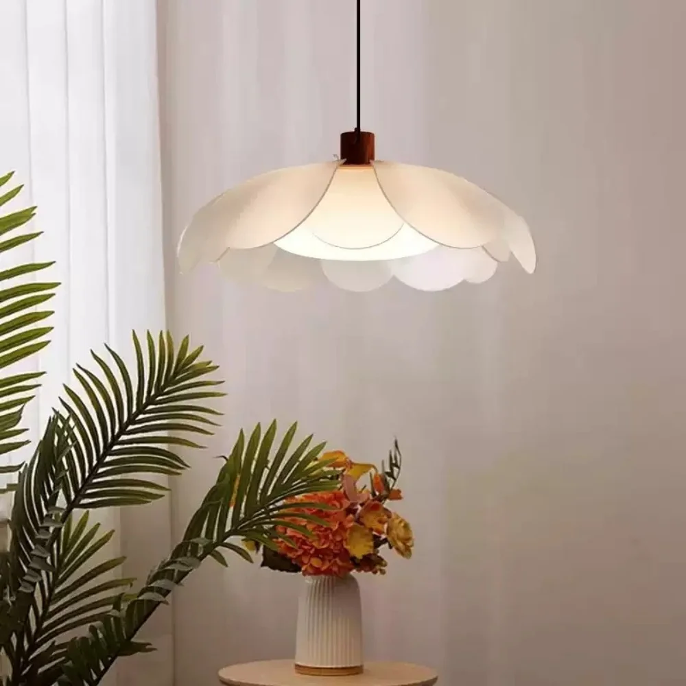 French Floral Pastoral Pendant Light Acrylic LED Flower Chandelier Kitchen Restaurant Study Living Room Bedroom Pendant Lamp