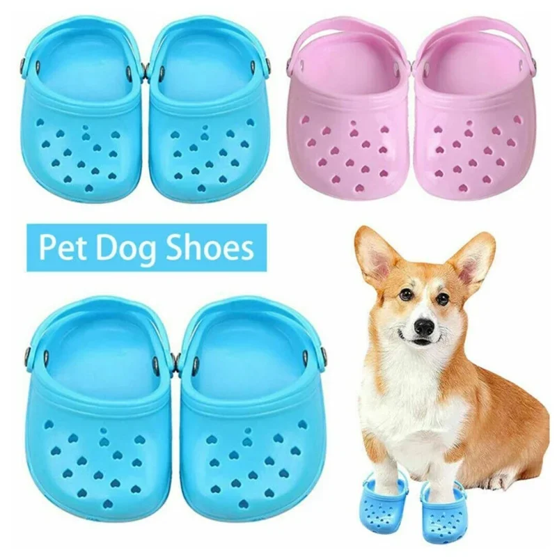 2pcs Summer Pet Dog Hole Shoes Silicone Wear-resistant Breathable Slippers Dog Sandals Dog Shoes for Small Dogs Indoor Dog Socks