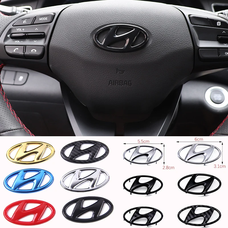 Emblema Adhesivo para Volante de Coche ABS, Accesorios para Hyundai Genesis N-LINE I10 I20 I30 I40 IX20 IX35 Kona Getz Veloster Tucson
