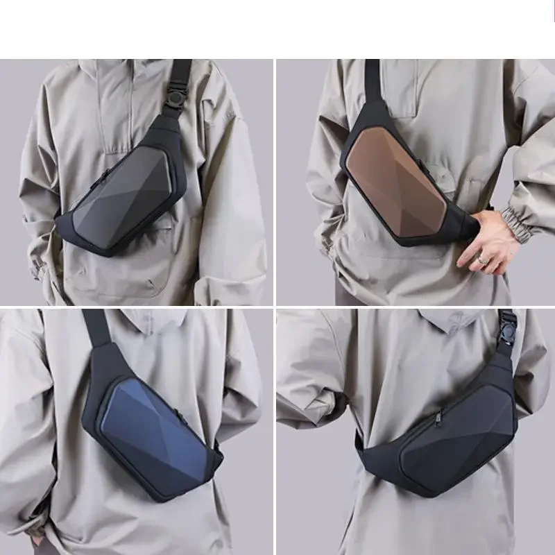 Fashion Casual Men\'s Waist Bag Hard Shell Shoulder Chest Bag Water-repellent Crossbody Chest Bag Mini Commuter Small Backpack