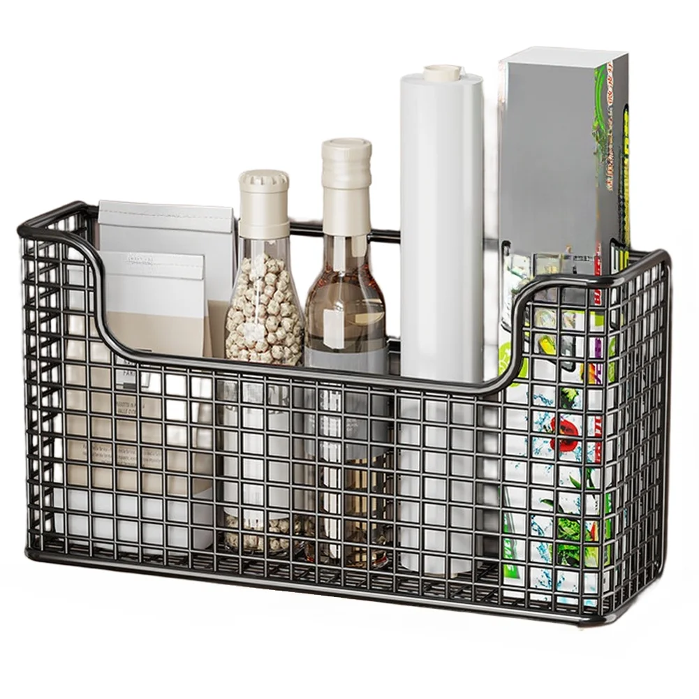 Metal Cabinet Door Shelf Organizer with Ventilated Mesh Design for Foil Plastic Wrap and Small Utensils Storage