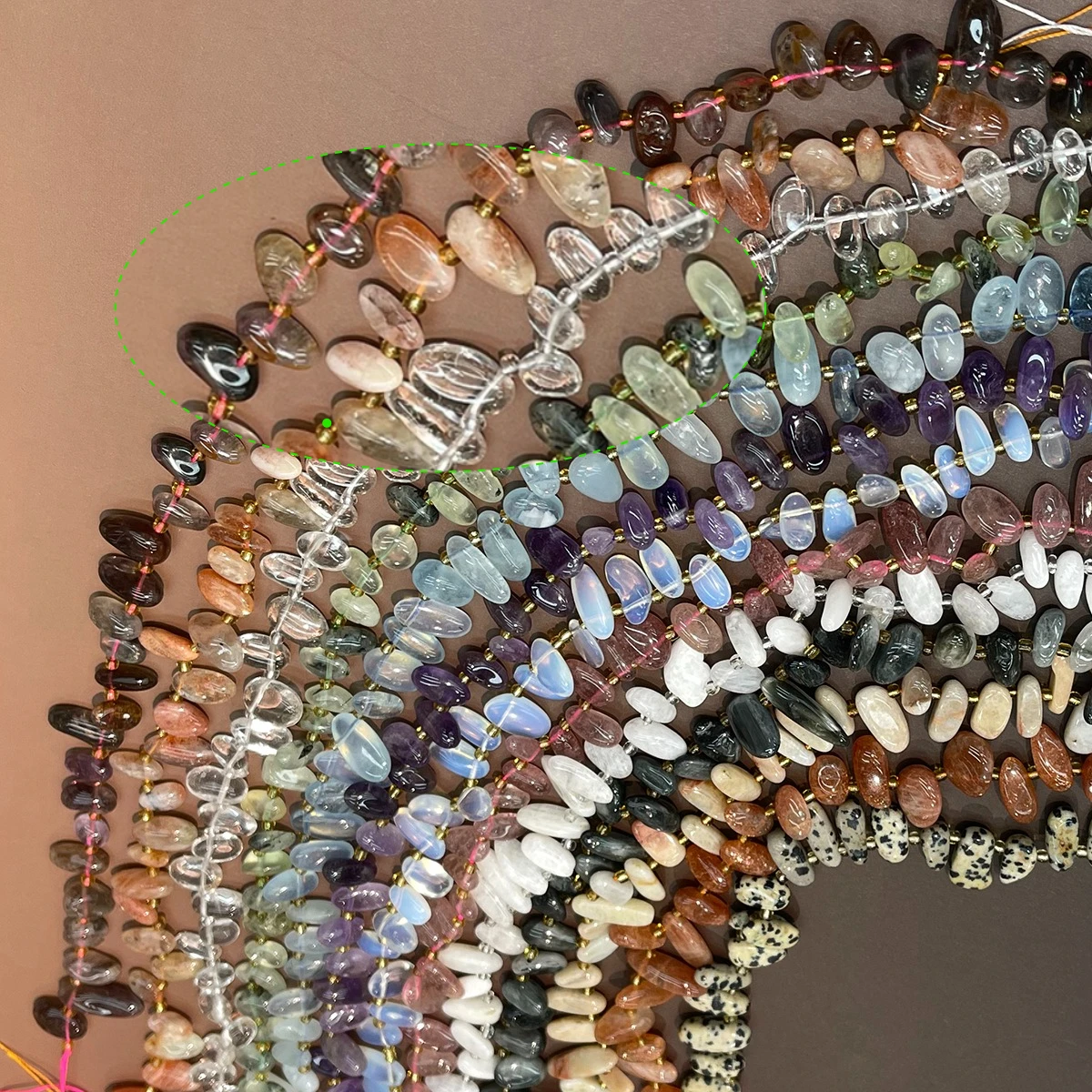 DIY Oblique Hole Beads Natural Stone Prehnite/Amethyst Beads For Jewelry Making DIY Accessory Handicraft Supplies