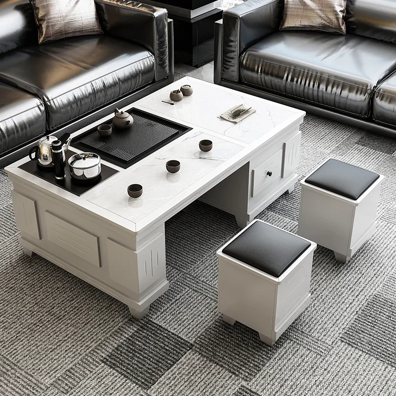 Rock slab kung fu with boiling water function tea table chair set integrated set modern home office tea table