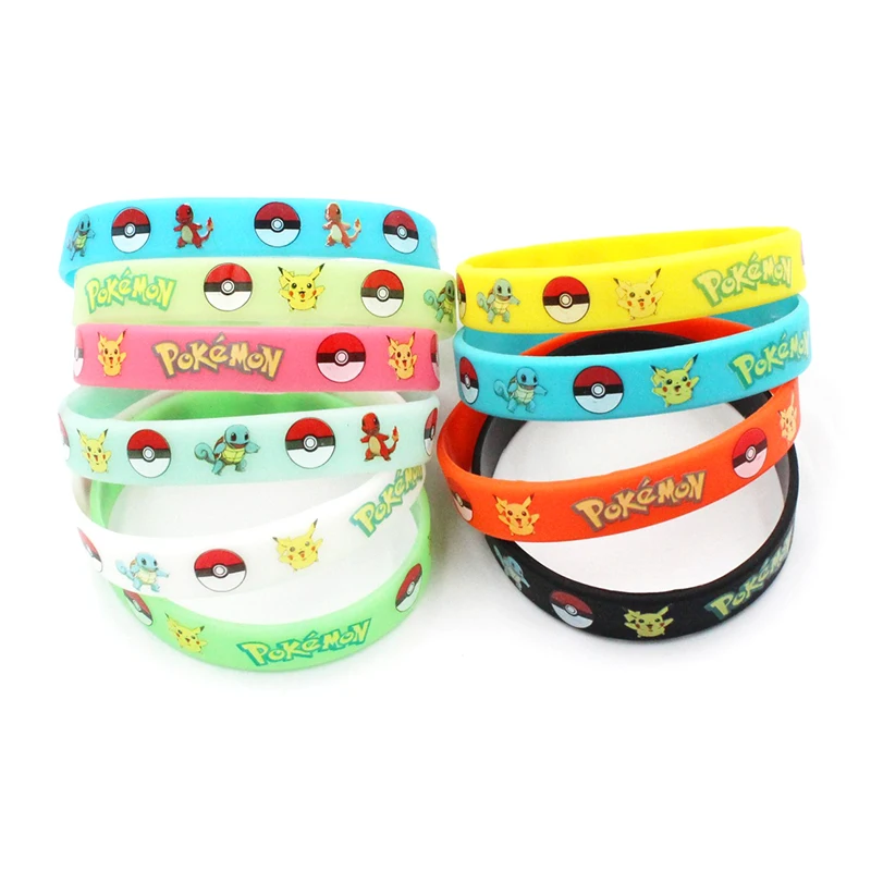 6 stücke Pokemon Armband Anime Tasche Pikachu Nachtleuchtende Cartoon Silikon Armband Armbänder Kawaii Cosplay Accessoires Geschenk – Detail 2