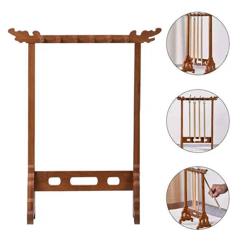 Brush Pen Rack Hanger Holder Chinese Drawing Stand Calligraphy Rest Ink Hanging Wood Sumi Organize Jewelry Writing Wooden