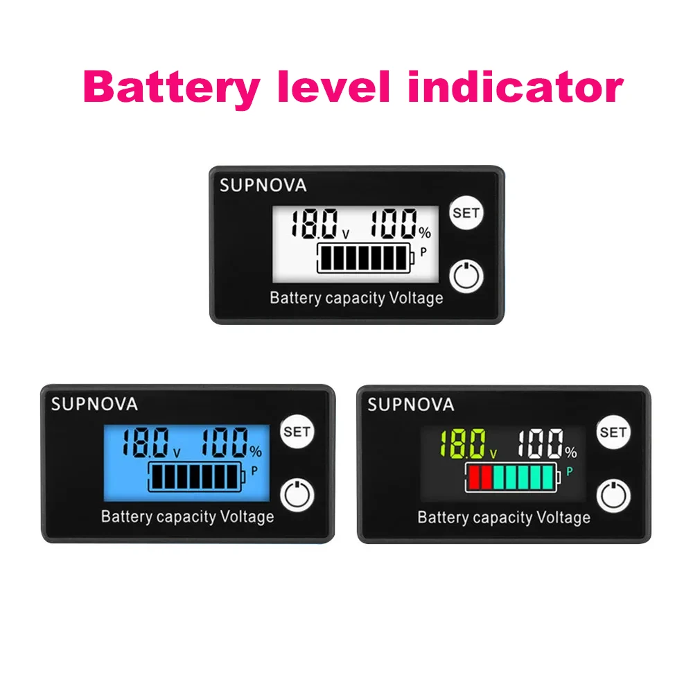 Battery Capacity level Indicator DC 8V-100V Lead Acid Lithium LiFePO4 Voltmeter Voltage Gauge 12V 24V 48V 72V for Alam