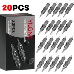 YILONG New 20pcs Cartridge Tattoo Needles RL RS RM M1 Disposable Sterilized Safety Tattoo Needle for Cartridge Machines Grips