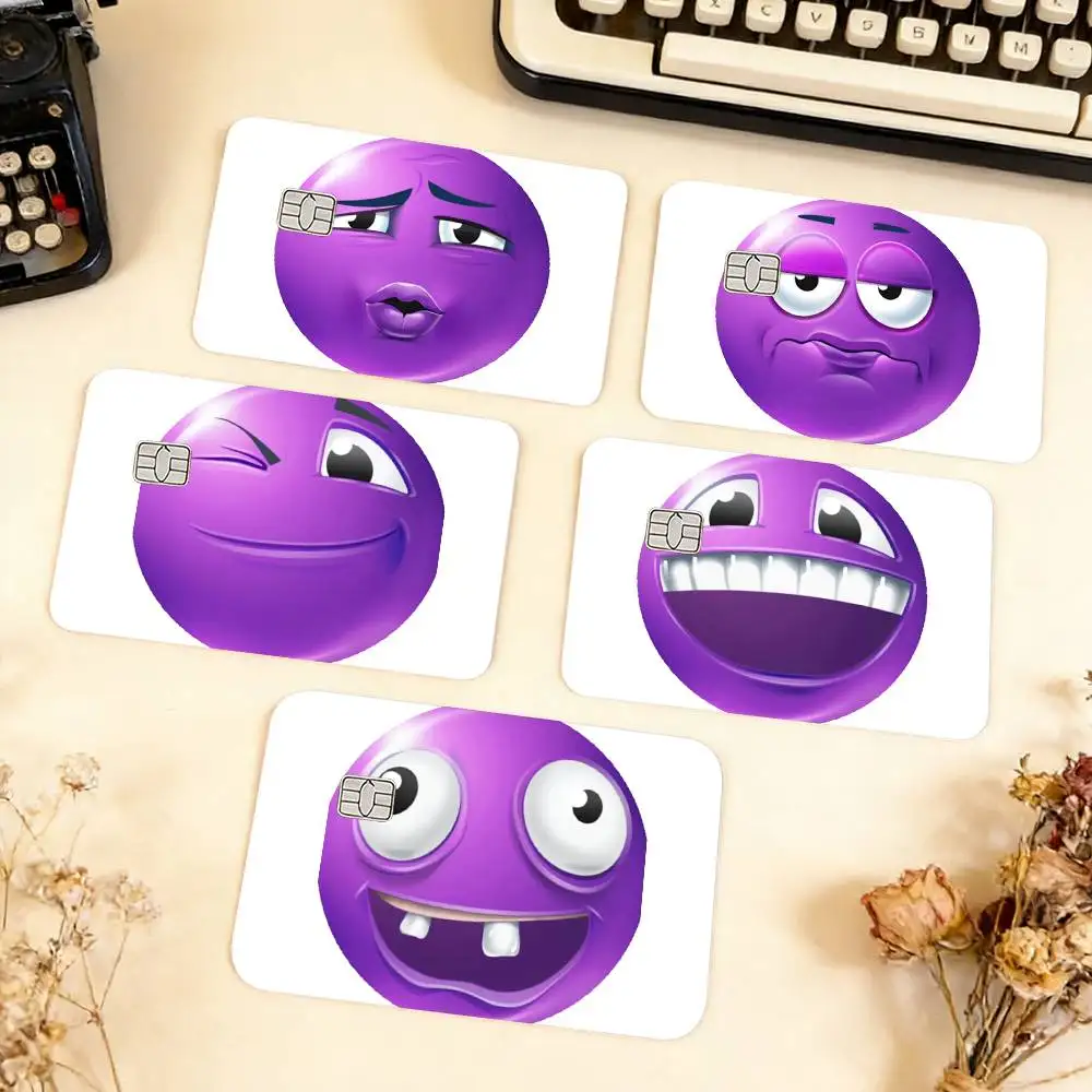 

P-Purple Emoji Waterproof Film Skin Cover Credit Card Stickers Debit Front Bank Bus Pass