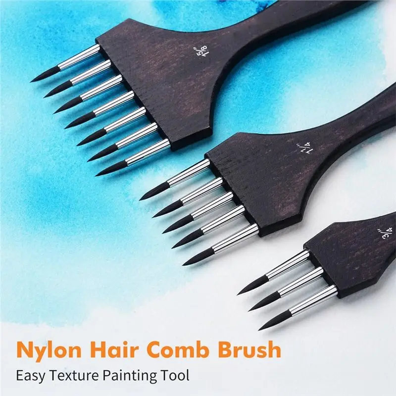 MACH-Round Comb Brush Set-Multi-Head Design, 3Pcs Professional Synthetic Brushes For Textures And Special Effects