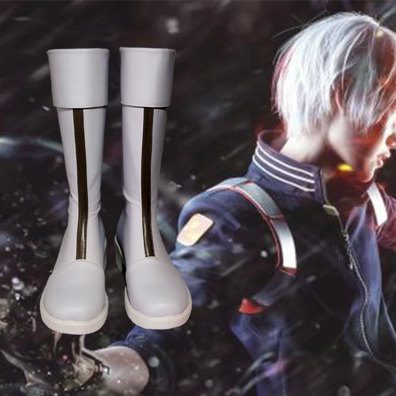 Chaussures de Cosplay en cuir PU, Todoroki Shoto, Anime My Hero Academia, bottes de Cosplay, fermeture éclair à l'arrière, taille européenne 35-44, nouvelle collection japonaise