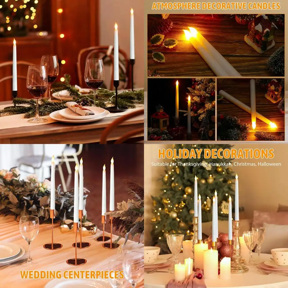 

97 LED Taper Candles, 100 Pack, Battery-Powered, for Weddings, Church, and Table Decorations