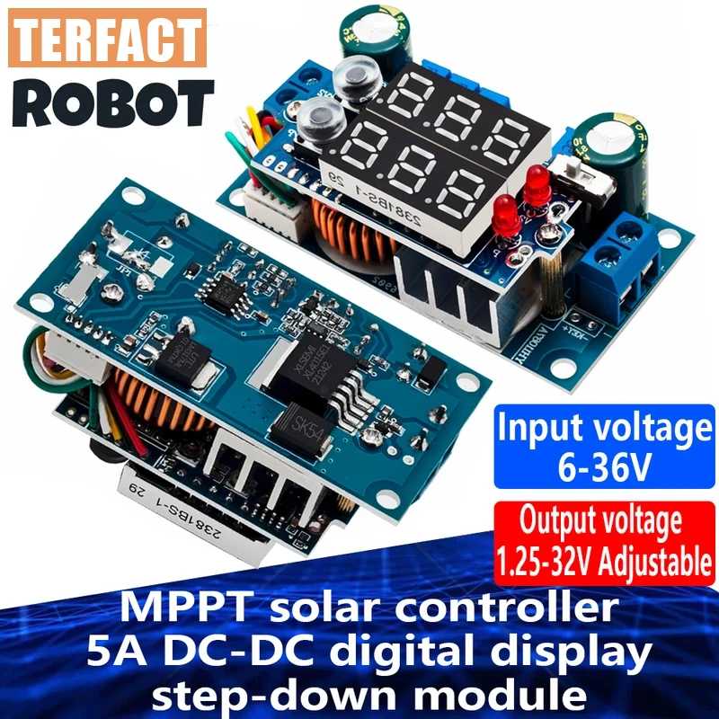 1-4Pc Mppt Solar Controller 5adc Digital Display Step-Down Module Constant Voltage And Constant Current Lithium Battery Charging