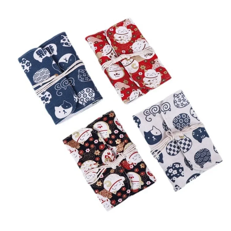 A6 Writing Journal Spiral Notebook Diary Notepad  Cartoon Fortune Cat Fabric Cover Pendants Note Book Sketchbook