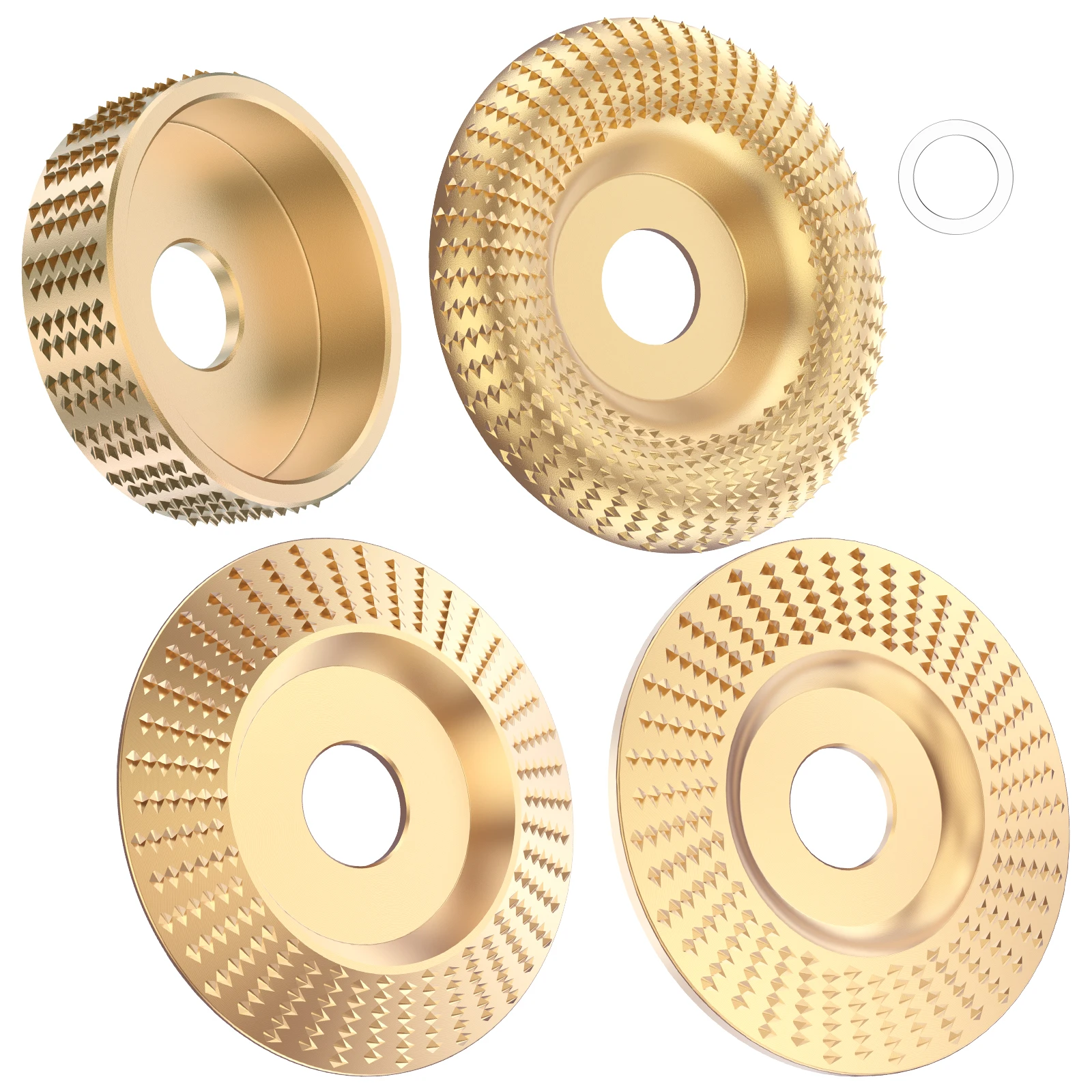 

4Pcs Angle Grinder Wood Carving Disc Set Carbon Steel Wood Grinding Shaping Disc High Hardness Wood Polishing Shaping Wheel