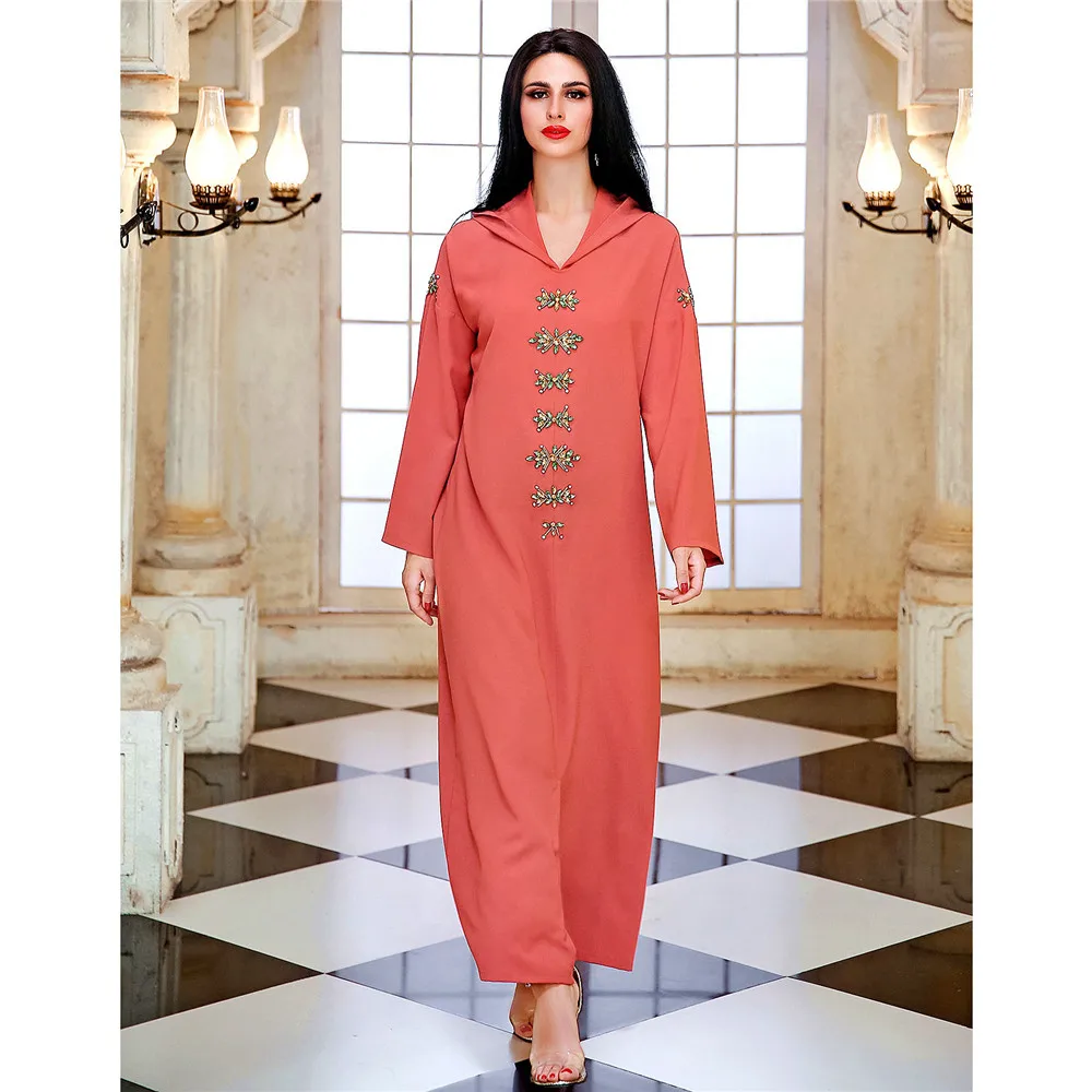 Luxury Diamonds Abayas for Women Dubai Muslim Hooded Maxi Dress Turkey Kaftan Islamic Jalabiya Robe Arabic Caftan Marocain Femme