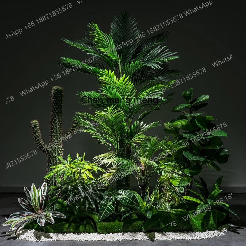 المناظر الطبيعية للنباتات الخضراء المقلدة على نطاق واسع، شجرة وهمية، نباتات ممتدة من الأرض إلى السقف، نباتات بوعاء مزخرفة بالزاوية #3
