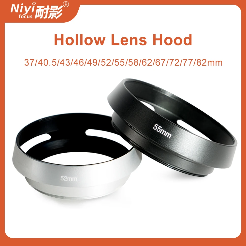 37/39/40.5/43/46/49/52/55/58/62mm Metal Hollow Camera Lens Hood for Fuji Nikon Pentax Sony Olympus Canon Hollow out Lens Hood