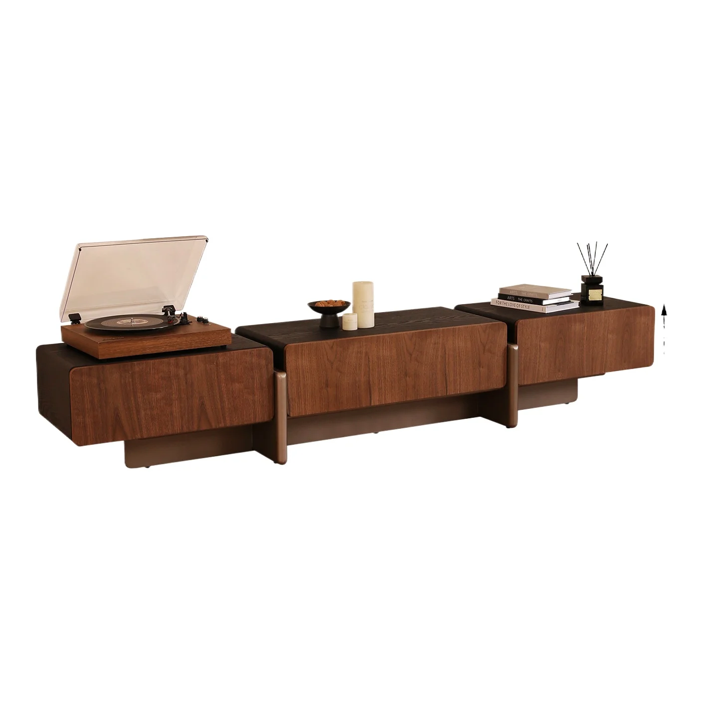 LMM round coffee table living room household size apartment solid wood medium and ancient style floor cabinet combination
