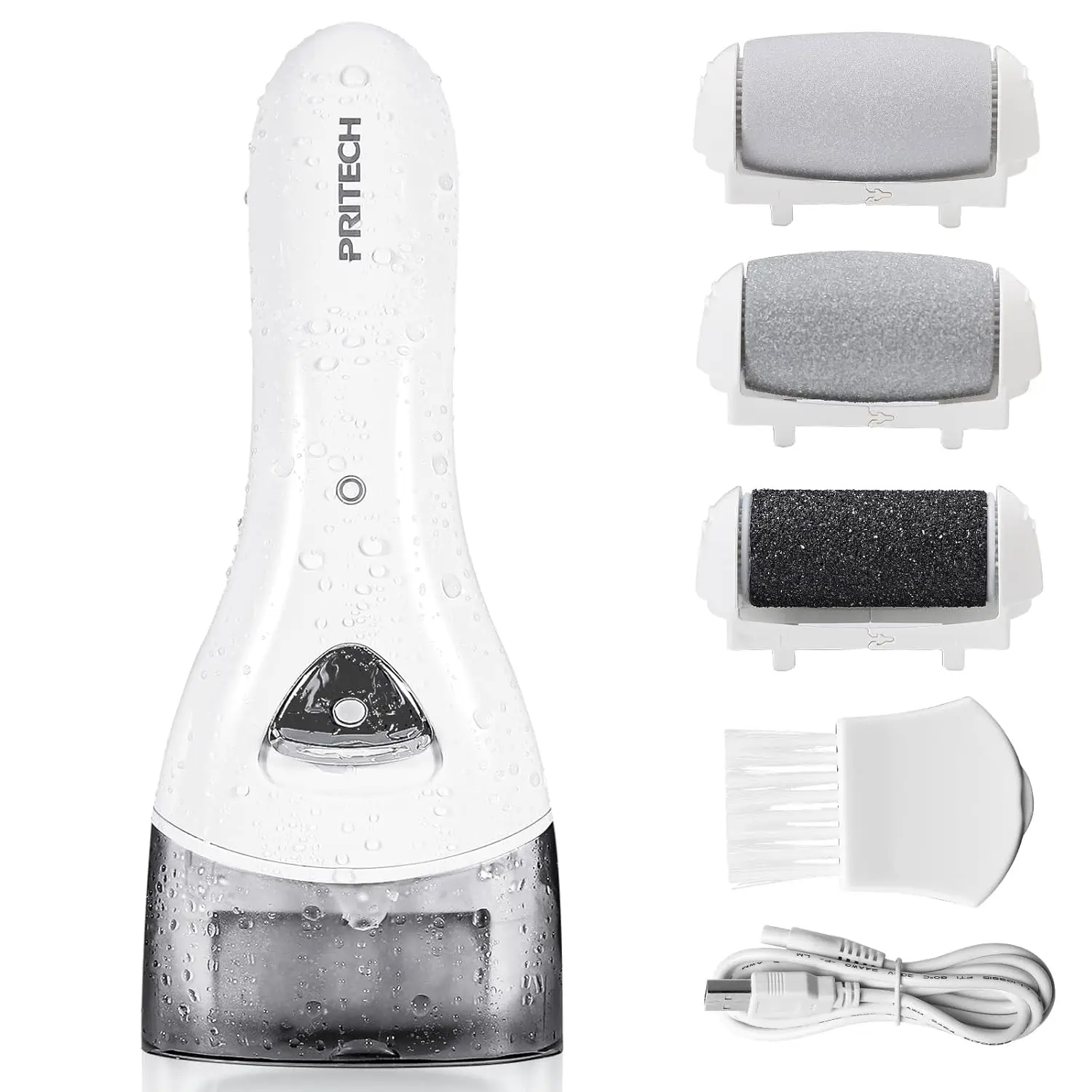 PRITECH Electric Foot Callus Remover Rechargeable Portable - Professional Foot Scrubber Pedicure Kit for Dead/Dry/Cracked Skin