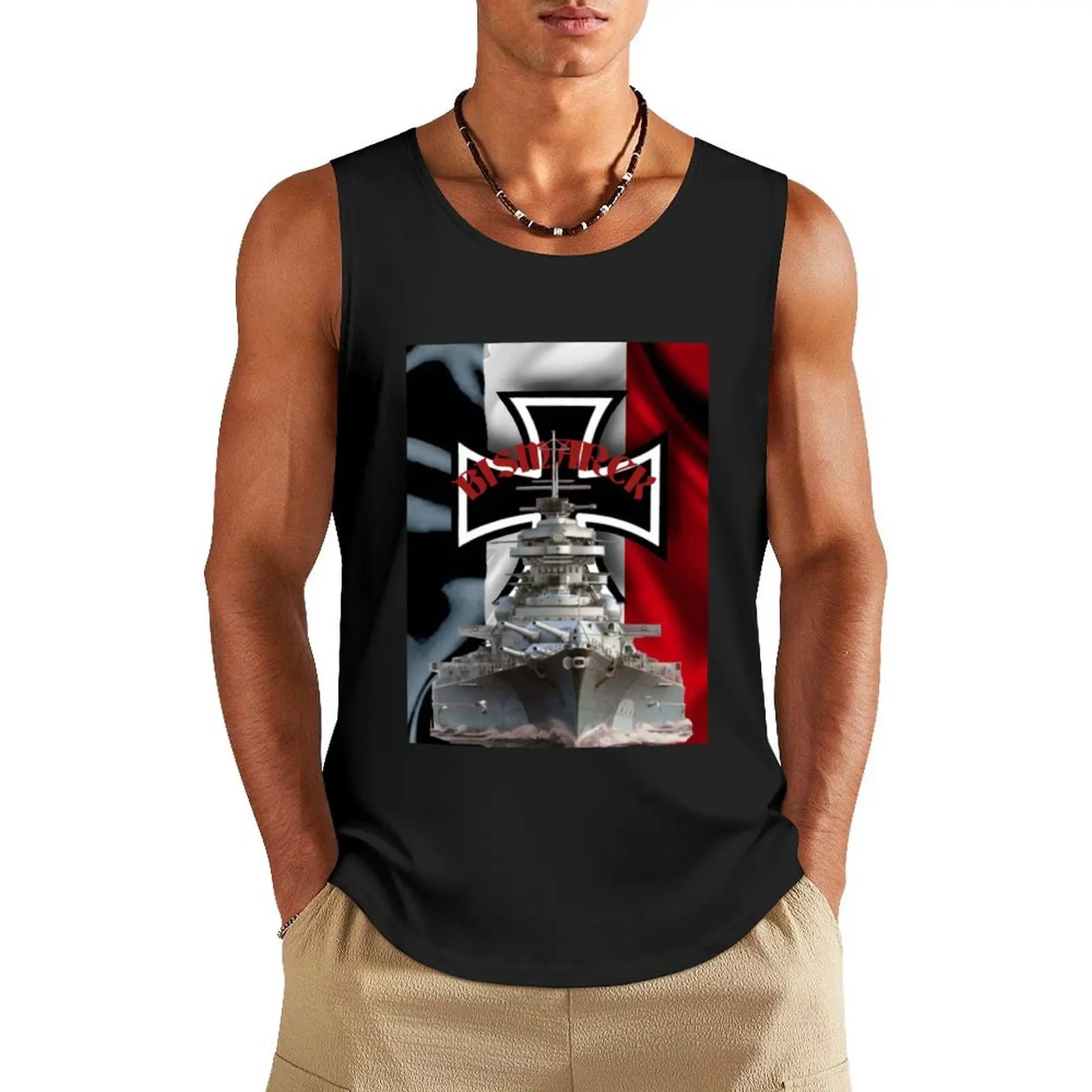 

German battleship BISMARCK 2 Tank Top Gym t-shirt man Sportswear for men Men's summer t-shirt Men's t-shirt
