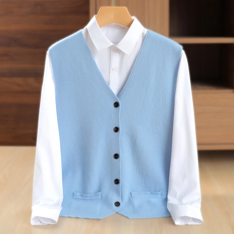 Spring/Summer New Sleeveless Cardigan V-neck Solid Color Japanese Blouse Masked Casual Top