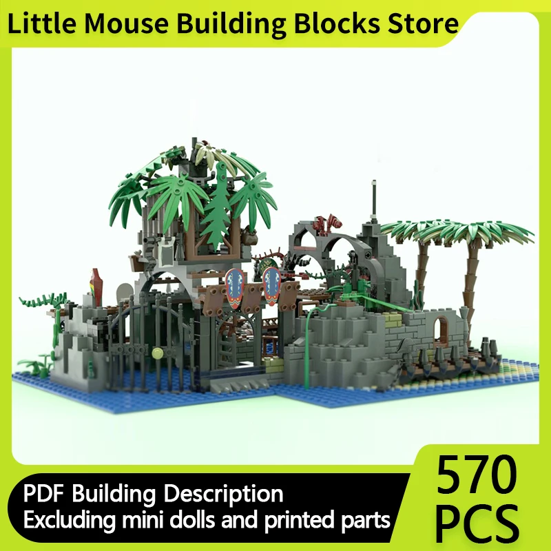 

Medieval Castle Model MOC Building Bricks Pirate Island Residence Modular Technology Gifts Holiday Assemble Children Toys Suit