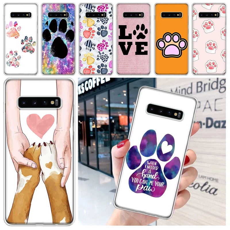 Dog Footprint Paw Cute Soft Phone Case for Samsung Galaxy S24 S23 S22 S21 Ultra S20 FE S10 Plus S9 + Print Fundas Cover Capa