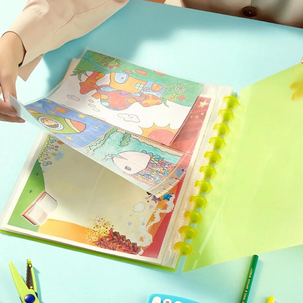 

Children Interactive Manual A4 Size Insert Page Pocket Lightweight File Protector Practical Binder Page Pocket for Paper