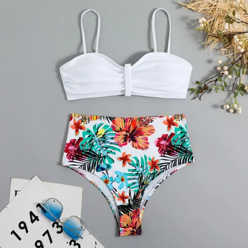 2024 New Bikinis Lemon Print Swimsuit High Waist Bikini Sets Flower Print Swimwear Sexy Bikinis Beach Women Bathing Suit