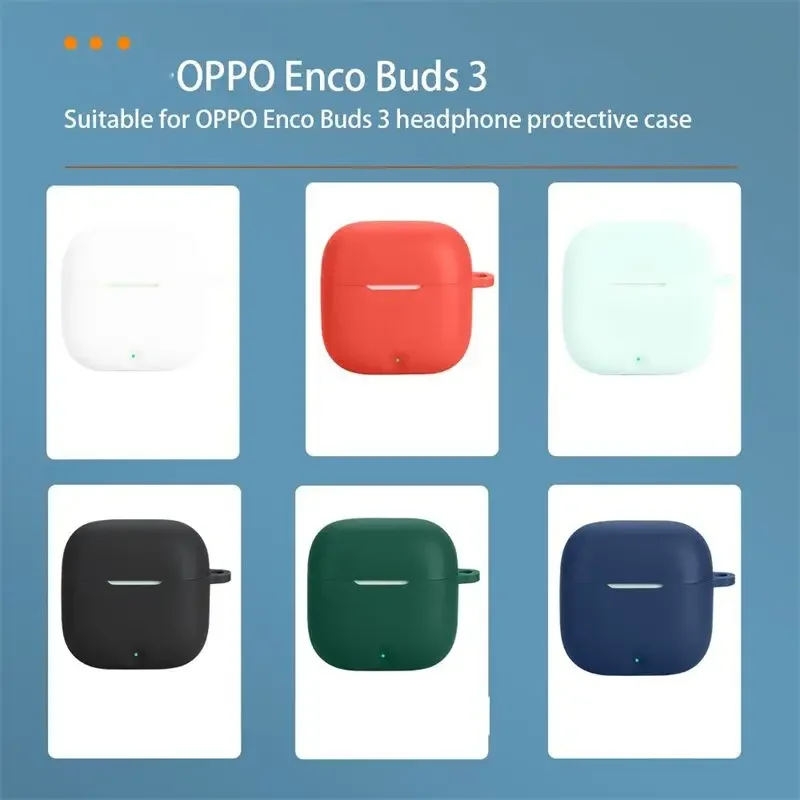 

for OPPO Enco Buds 3 Full Cover Solid Color Earphone Case Shockproof Silicone Headphone Cover for OPPO Enco Buds 3