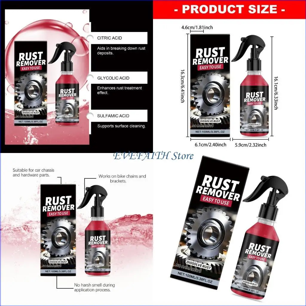 124B Car Rust Remover Sprayer Metal Paint Cleaner Car Maintenance Iron Powder Cleanrt