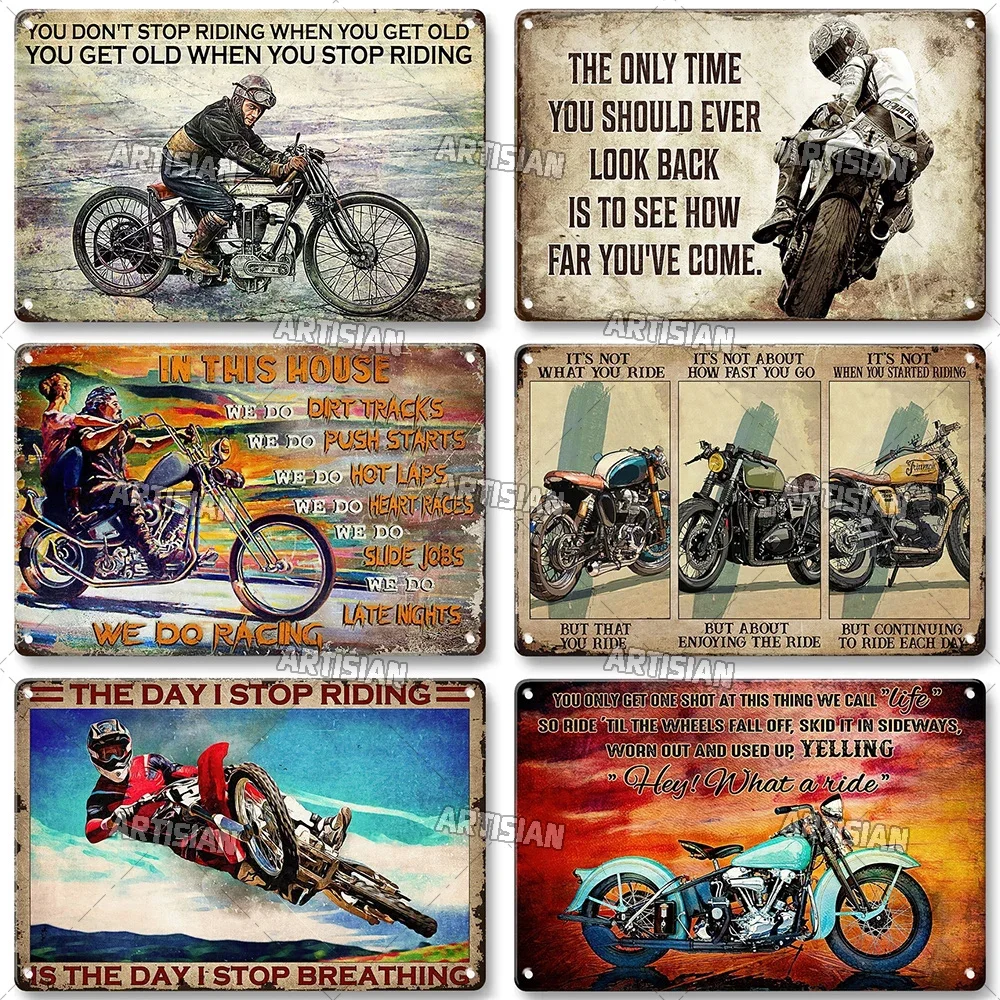 Artisian Motorcycle Metal Sign Motorbike Tin Plate Racing Decorative Plaque Riding Wall Decor Garage Bar Pub Club Hotel Cafe