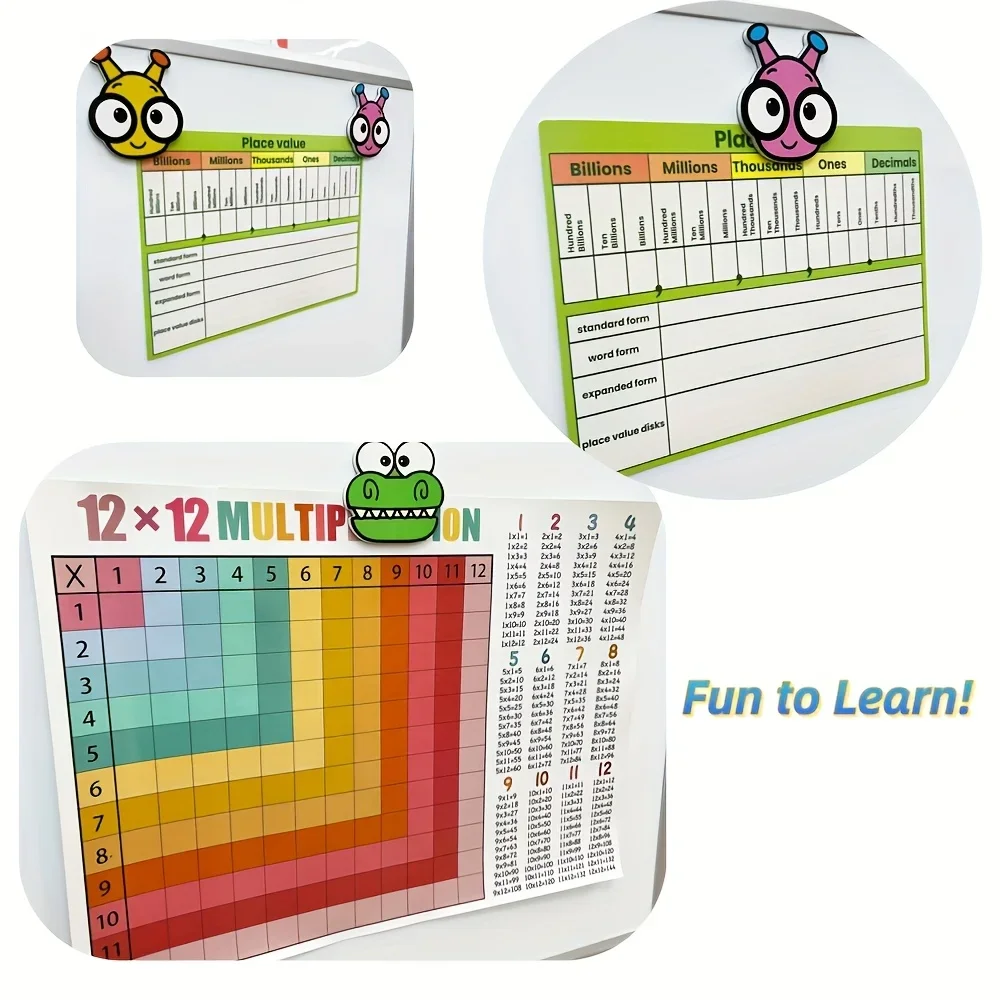 118 مجموعة الرياضيات الحيوانية الكرتونية المغناطيسية، 0-100 ملصقات رقمية ورموز التشغيل، مناسبة لأدوات التدريس في الفصول الدراسية #5