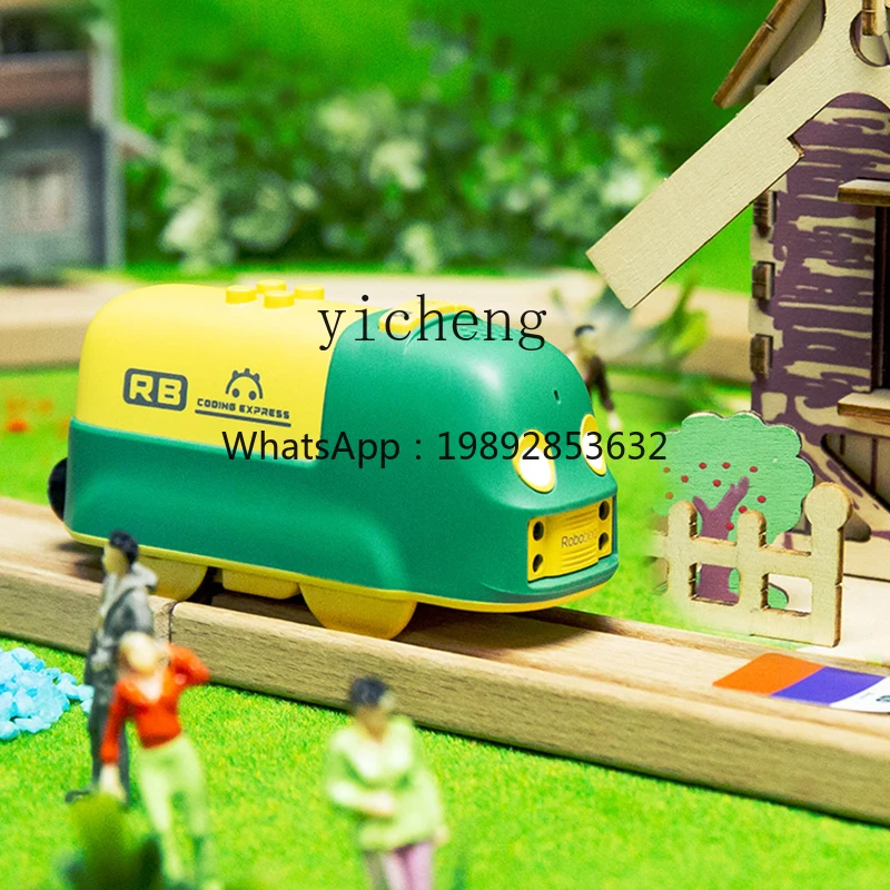 프로그래밍 소형 기차 장난감 자동차 소년 어린이 3-6세 아기 퍼즐 전기 철도차 세트