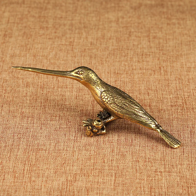 Retro Copper Brass Bird Kingfisher Ornaments Crafts Living Room Tea Table Micro-carving Arts Home Decoration a0571