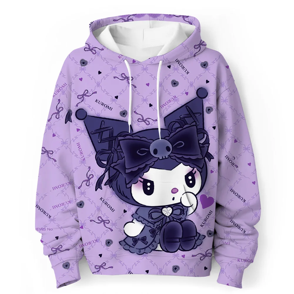 Hello Kitty kawaii children\'s fashion girls autumn clothing baby girl sweatshirt children\'s Kuromi hoodie toddler casual wear