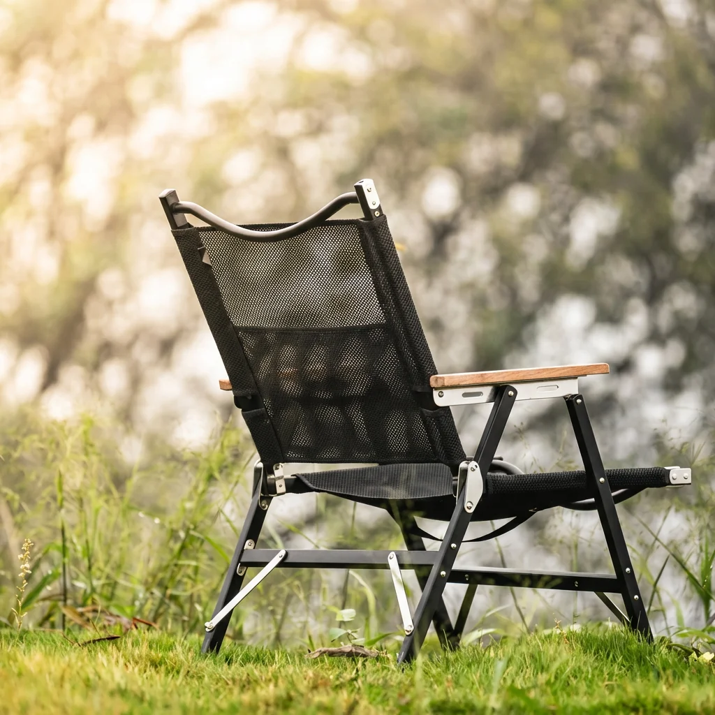 Areffa Aluminum Alloy Oxford Cloth Outdoor Folding Chair Kermit Design Exquisite Camping Logo High-Legged Lightweight Portable