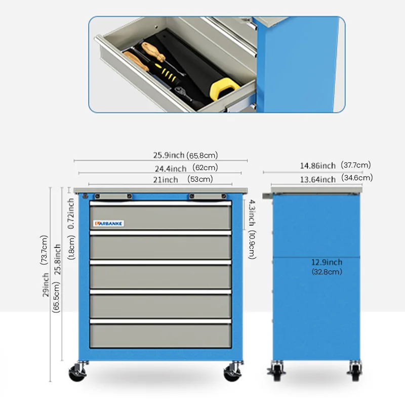 AIRAJ Tool Cart 5-Layer Professional Tool Cabinet Garage Rust-Proof Tool Trolley Workshop Large Capacity Storage Organizer Tools